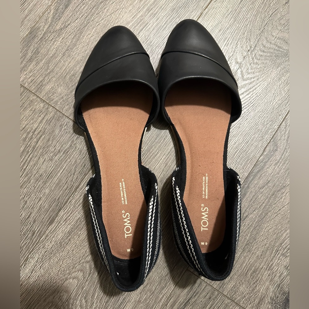 Toms Flats - New Leather - White/Black - 9M